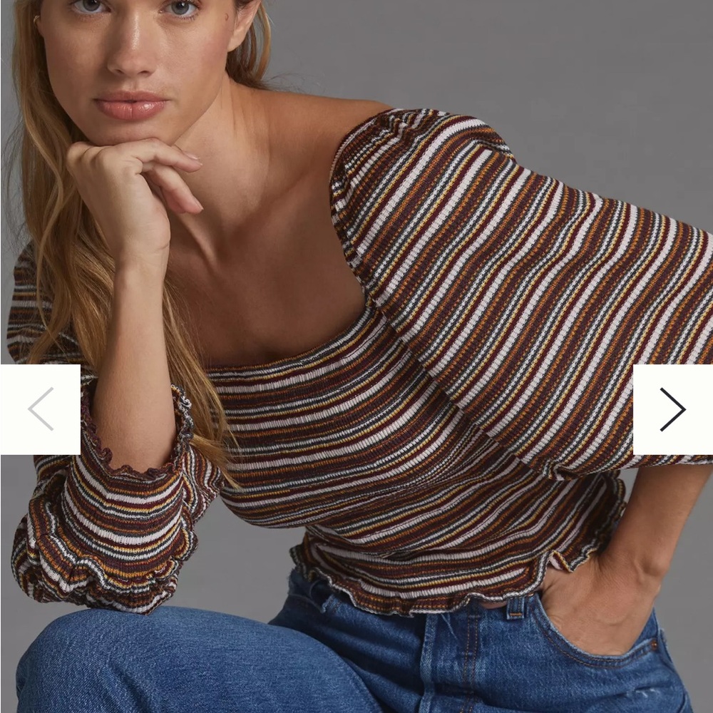 NWOT Anthropologie Smocked Puff-Sleeved Top